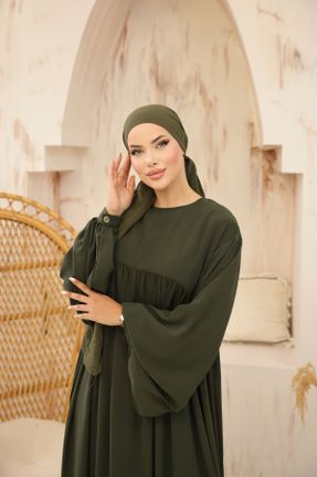 لباس خاکی زنانه اورسایز بافتنی پلی استر کد 839410128