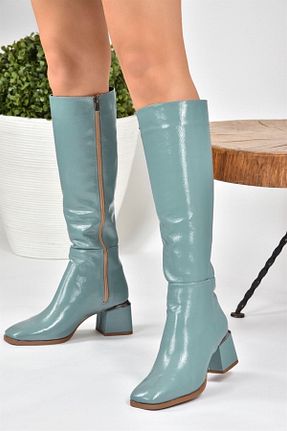 چکمه آبی زنانه چرم مصنوعی Fox Shoes - کد 144943449