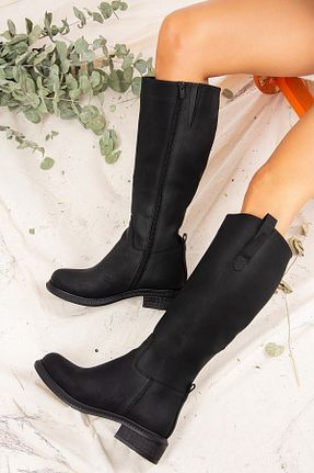 چکمه مشکی زنانه چرم مصنوعی Fox Shoes - کد 50932185
