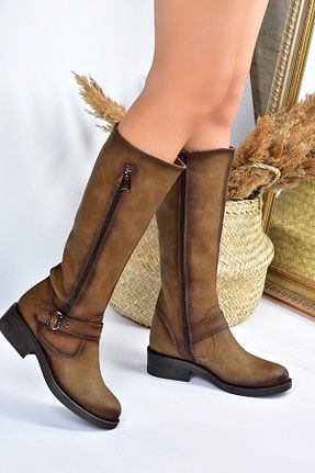چکمه قهوه ای زنانه چرم مصنوعی Fox Shoes - کد 176796658