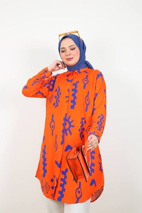 تونیک سایز بزرگ نارنجی زنانه بافتنی پنبه (نخی) سایز بزرگ کد 833748048