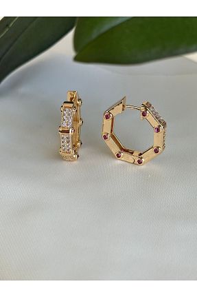 گوشواره جواهر طلائی زیرکن Brillo - کد 841114715