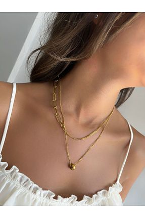 گردنبند استیل ( فولاد ) طلائی زنانه استیل (فولاد) CLK AKSESUAR - کد 846081961