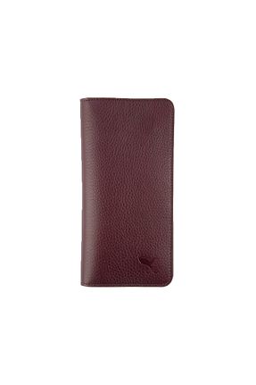 کیف پورتفوی و کلاچ زرشکی زنانه چرم خالص Karalı Deri - کد 848754027
