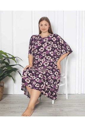 لباس سایز بزرگ بنفش زنانه پنبه - ویسکون Asel - کد 847767869