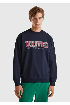 سوئیشرت سرمه ای مردانه چاپی United Colors of Benetton - کد 848760398