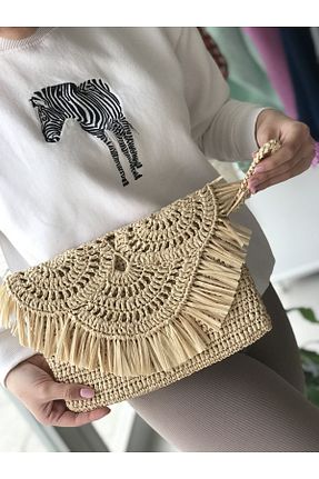 کیف پورتفوی و کلاچ بژ زنانه پارچه ای ByElifAyhan - کد 757607166