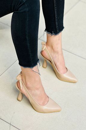 کفش پاشنه بلند کلاسیک بژ زنانه چرم مصنوعی Mida Shoes - کد 678552207