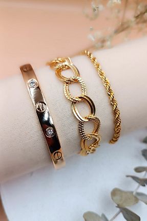 دستبند جواهر طلائی زنانه برنجی DG AKSESUAR - کد 848903017