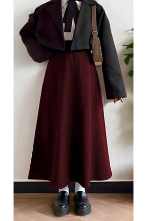 دامن حجاب زرشکی زنانه اورسایز sozan - کد 848865800