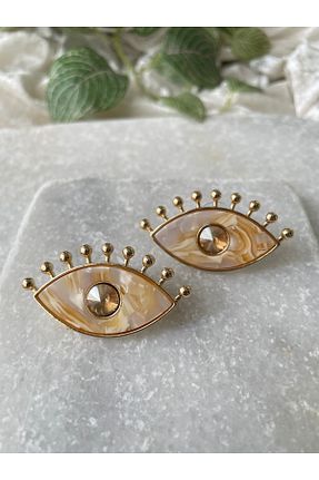 گوشواره استیل (فولاد) بژ زنانه Selen Aksesuar - کد 848897343