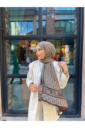 شال قهوه ای زنانه ابریشم qarya Tasarım - کد 849059048