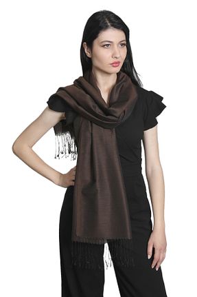 شال قهوه ای زنانه ابریشم Mystic - کد 849064915