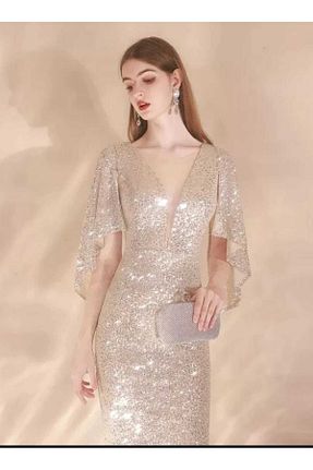 لباس مجلسی و فارغ التحصیلی طلائی زنانه پولک دوزی elissaa - کد 838430073