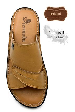دمپائی صورتی مردانه چرم خالص Moda Anna - کد 847647915