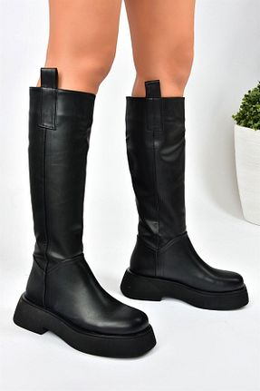 چکمه مشکی زنانه چرم مصنوعی Fox Shoes - کد 161225657