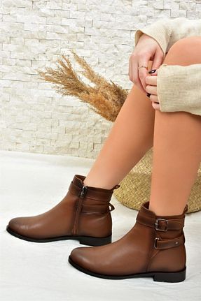 بوت / نیم بوت قهوه ای زنانه چرم مصنوعی Fox Shoes - کد 168859013