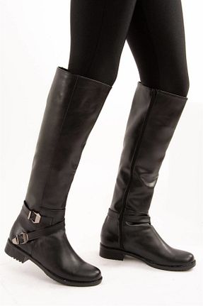 چکمه مشکی زنانه چرم مصنوعی Fox Shoes - کد 3597045