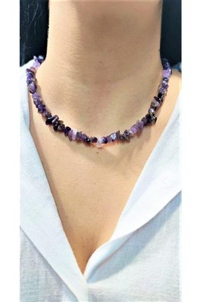 گردنبند جواهر بنفش زنانه سنگ Armis - کد 169466589