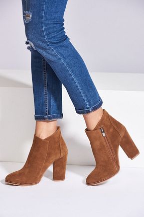 بوت / نیم بوت قهوه ای زنانه جیر Fox Shoes - کد 55707