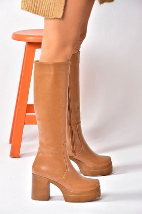 چکمه قهوه ای زنانه چرم مصنوعی Fox Shoes - کد 391939290