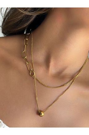 گردنبند استیل ( فولاد ) طلائی زنانه استیل (فولاد) CLK AKSESUAR - کد 846081961