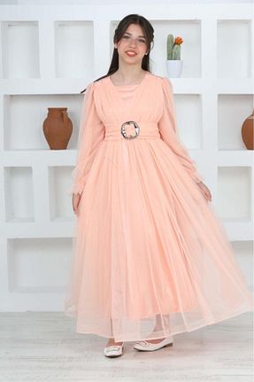 لباس مجلسی حجاب صورتی بچه گانه یقه دوچرخه Asortik Kids - کد 836298381