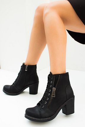 بوت / نیم بوت مشکی زنانه چرم مصنوعی Fox Shoes - کد 930757