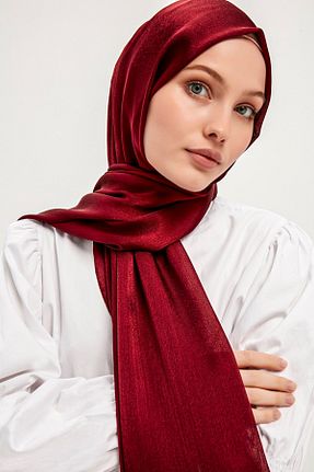 روسری زرشکی پلی استر Saless - کد 406688920
