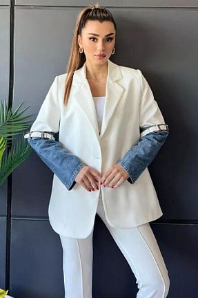 کت بلیزر سفید زنانه بافتنی trendalisse - کد 849178091