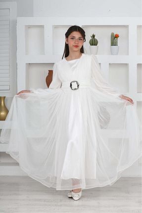 لباس مجلسی حجاب سفید زنانه یقه دوچرخه Pantulux - کد 849246893