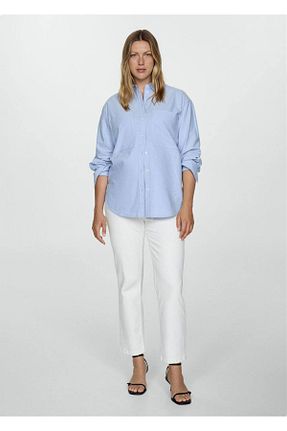 شلوار جین سفید زنانه رگولار MANGO - کد 849323182