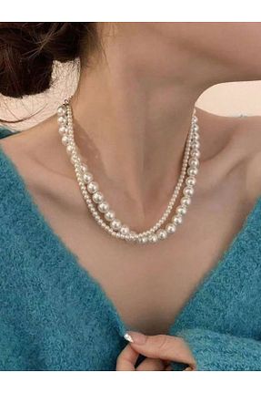 گردنبند جواهر سفید زنانه مروارید SHİNELİZE - کد 849368828