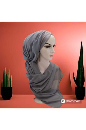 روسری طوسی شیفون Balbaytesettur - کد 849441590