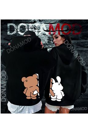 سوئیشرت مشکی زنانه چاپی donamod - کد 849469014