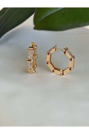 گوشواره جواهر طلائی زیرکن Brillo - کد 841114715