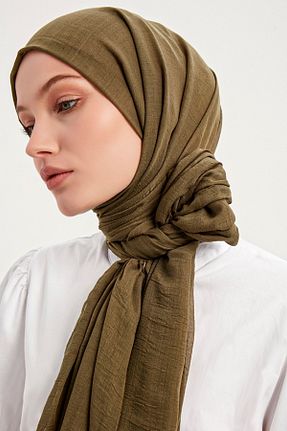 روسری خاکی پلی استر Saless - کد 407068060