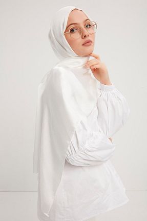 روسری سفید پلی استر Saless - کد 406685532