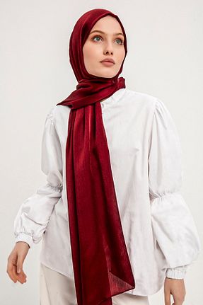 روسری زرشکی پلی استر Saless - کد 406688920