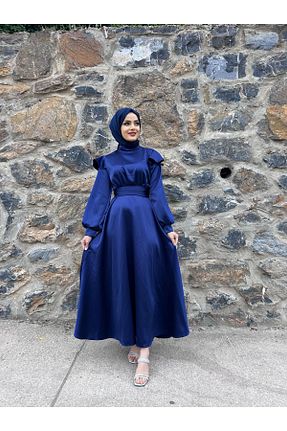 لباس مجلسی حجاب سرمه ای زنانه یقه ایستاده Tarzım Tuba - کد 832628561