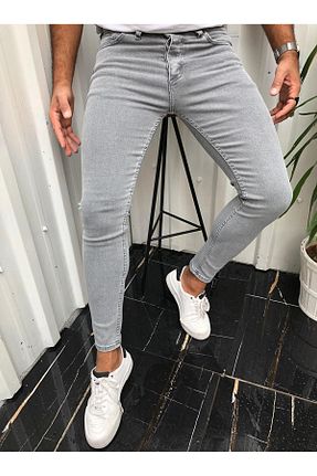 شلوار جین طوسی مردانه پاچه تنگ ukdwear - کد 42161336