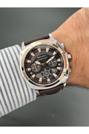 ساعت مچی قهوه ای مردانه 45 میلی متر Ferrucci - کد 849289756