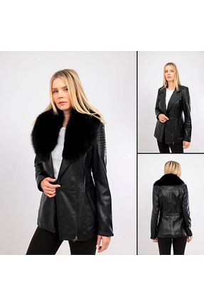 کاپشن مشکی زنانه اسلیم فیت MALVİNEYU - کد 829386921