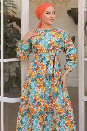 لباس حجاب آبی زنانه رگولار Brs - کد 849419070