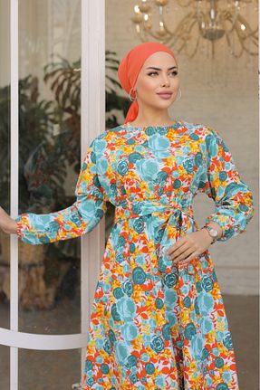 لباس حجاب آبی زنانه رگولار Brs - کد 849419070