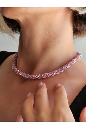 گردنبند جواهر صورتی زنانه منجق Eva Takı - کد 849441449