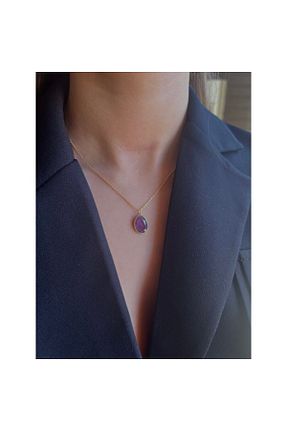گردنبند نقره بنفش زنانه 925 عیار AS.CO DESIGN - کد 849454571