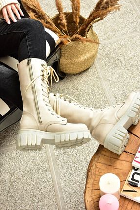 چکمه بژ زنانه چرم مصنوعی Fox Shoes - کد 156442718