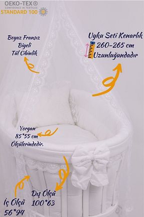 ست لحاف و روکش لحاف و روکش بالش کودک و نوزاد سفید پنبه ای BebeK on For - کد 750894654