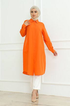 تونیک حجاب نارنجی زنانه پنبه پلی استر Eliva - کد 848896954